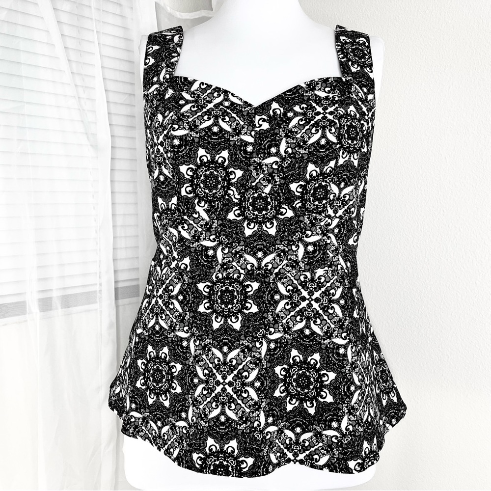 TORRID: Lace Print Sateen Peplum Top